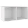 vidaXL Scatola porta vinili 71x34x36 cm, Legno ingegnerizzato, Bianco, 2 scomparti, Retro robusto, Mobile LP, Scatola trasporto, Uso orizzontale & verticale, Scaffale collezione musica