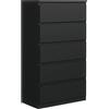 meble masztalerz Cassettiera Camera da Letto con 5 Cassetti - Credenza Soggiorno - Moderna Comò - Cassettiera Alta - Mobiletto con Cassetti - Nero Opaca 70 x 39 x 124,5 cm