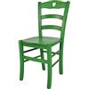t m c s Tommychairs - Sedia modello Cuore per cucina bar e sala da pranzo, robusta struttura in legno di faggio verniciata in anilina verde e seduta in legno