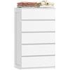 HOMCOM Cassettiera Camera da Letto 5 Cassetti Comò 60x39x100 cm Bianco | Comò Camera da Letto in Legno, per Soggiorno, Sala da Pranzo, Corridoio