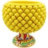 SICILIA BEDDA CAPACI Mezza Pigna Siciliana in Ceramica di Caltagirone Decorativa - Vaso per Piante da Interno ed Esterno - D 15 cm - Giallo - Decoro Geometrico - MOD. Gambo Decorato Casuale