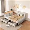 KOOPMAD Letto matrimoniale con vano portaoggetti, letto imbottito divano letto 140x190, letto con cassetti con LED e USB, letto per giovani, letto per ospiti letto diurno letto da giorno, letto per