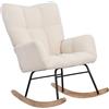 DIYHOM Poltrona a dondolo, in tessuto Teddy, per soggiorno, camera da letto, portata fino a 130 kg, colore beige/bianco, 88 x 63 x 96 cm