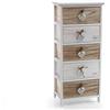 Gicos Mobile cassettiera in Legno Bianca/Marrone 5 cassetti Decoro Home Cuore 40 * 29 * 90 cm Shabby Chic EDT-793424