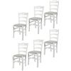 t m c s Tommychairs - Set 6 sedie modello Cuore per cucina bar e sala da pranzo, robusta struttura in Legno di faggio laccato bianco e seduta rivestita in tessuto colore grigio perla