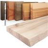 LAMO Manufaktur Mensola sospesa in legno con fissaggio invisibile | Mensola 120 cm per soggiorno, ufficio | Colore: grezzo, Bordo: naturale | Legno massello, design moderno, effetto sospeso