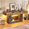 MSFE Tavolino Console da Ingresso a 2 ripiani Consolle Rettangolare con LED e 3 Cassetti Tavolino Consolle in Legno 140CM Tavolo d'Ingresso da Posizionare Dietro il Divano per Salotto,Corridoi,Entrata