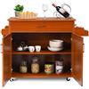 KOMFOTTEU Carrello da cucina con piano di lavoro, armadio da cucina in legno con ruote, trolley da cucina con cassetto e ripiano regolabile, portaspezie, carrello da cucina, 116 x 40 x 85 cm