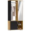 HOMCOM Armadio guardaroba moderno con specchio, vani a giorno, armadio e appendiabiti, 80 x 30 x 170 cm, legno naturale
