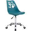 Cribel 1Pz Sedia SAMIRA Verde in Polipropilene con Cuscino, Design Ergonomico e Originale a Impronte, Base Cromata con Ruote e Altezza Regolabile 49x57x83/95 cm