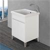 Inbagno Mobile lavatoio per Lavanderia con Vasca in Ceramica, L.61xP.51xH.87,5 cm, Linea Way in Diverse colorazioni, Vasca con strofinatoio Integrato (Bianco Lucido)