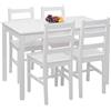Mendler Set Tavolo con 4X sedie Country Classica Cucina Soggiorno HWC-F77 Legno massello - Bianco