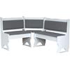 k koma Panca angolare imbottita in legno di pino, colore bianco, con imbottitura in legno massiccio, grigio chiaro (140 x 160)