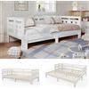 KUAKE Lettino per bambini 90 x 200 cm, funzionale letto per gli ospiti in legno massiccio, letto in legno con rete a doghe e protezione dalle cadute, letto estraibile singolo e matrimoniale, per