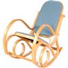 Mendler Sedia a Dondolo Classica Elegante M41 - Legno Chiaro Seduta Tessuto Blu