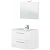 Bricozone Mobile Bagno Sospeso 80 Cm Con Lavabo In Ceramica Specchio E Led Da 30 Cm Bianco 2 Cassetti Chiusura Assistita Per Bagno Contemporaneo (Mobile Lavabo e Specchio con Led da 30 Cm)