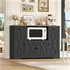 HOCSOK 120 cm Credenza Cucina, Mobile Armadio Microonde con Presa di Corrente Porta USB, Buffet Mobile con Ripiani Regolabili, per Soggiorno, Cucina, Ingresso, Nero