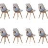 HJhomeheart Set di 8 sedie da pranzo in tessuto patchwork con cuscino del sedile e gambe in legno massello per sala da pranzo, soggiorno, cucina, ecc. (Marrone patchwork)