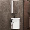 Planetmöbel Set di mobili da bagno lavabo con mobiletto 45 x 60 x 33 cm con armadio a specchio 40 cm per WC ospiti, bianco