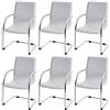 Mendler Set 6X sedie Ufficio a Slitta Samara Acciaio 56x56x93cm - Bianco