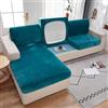 TOPCHANCES Copridivano in morbido velluto, elasticizzato, antiscivolo, per divano a forma di L, protezione per mobili (blu lago, chaise longue)