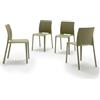 Mobili Fiver, Sedie Emma, Set da 4, Verde Oliva, Polipropilene Addizionato a Fibra di Vetro, Sedie moderne per Bar e Ristoranti, Cucina, Giardino, Soggiorno, Made in Italy