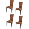 t m c s Tommychairs - Set 4 sedie imbottite modello Luisa per cucina e sala da pranzo, robusta struttura in legno di faggio wengè, seduta e schienale rivestiti in pelle artificiale color cuoio