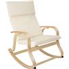 tectake® Poltrona a Dondolo in Legno di Betulla per Arredamento Casa e Veranda, Sedia a Dondolo con Braccioli e Cuscino, Poltrona Dondolo Design Scandinavo, Capacità Fino a 150 kg - Beige