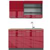 Vicco Cucina completa Fame-Line, Bordeaux lucido/antracite, 140 cm, PL Rovere, adatto per la combinazione individuale con altri moduli