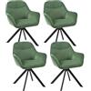 Goeurvant Sedia girevole per sala da pranzo, set da 4 pezzi, velluto verde, con bracciolo, sedia da pranzo, girevole con gambe in metallo e schienale per soggiorno, sala da pranzo