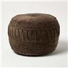 HOMESCAPES Pouf in velluto marrone cioccolato largo 50 cm rotondo plissettato poggiapiedi con imbottitura di fagioli design poggiapiedi sgabello da toeletta per soggiorno o camera da letto