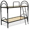 Bed Store SISTEMI RIPOSO Letto a Castello Scomponibile in Ferro con Doghe in Legno Modello Arco, 80x202x152 cm, con Scaletta e Sponda Laterale, Nero