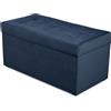 MG Design Pouf contenitore imbottito 45 × 90 cm Blu marino - capacità ca. 100 L, fino a 300 kg, superficie morbida con leggero riflesso, struttura in legno massiccio, già montato e facile da pulire
