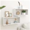 Genérico Mensole Parete a Cubo 2pz Bianche 60x15x23 cm Legno Multistrato,Bianco,6.04kg,807133