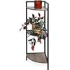 Spetebo Scaffale angolare nero con 3 ripiani in legno, 76 x 23 cm, in metallo, con 3 scomparti in legno, scaffale per bagno, soggiorno, corridoio, libreria, scaffale decorativo, scala floreale