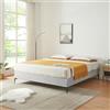 [en.casa] Struttura Letto Matrimoniale King Size 180x200 cm Letto Doppio 2 Piazze Minimalista Piedini in Metallo e Fodera Protettiva in Tessuto - Grigio Chiaro