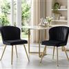 Ya-Home Set di 2 Sedie da Pranzo in Velluto Sedie da Cucina Moderne Sedie da Salotto con Gambe in Metallo Sedie Imbottite per Sala da Pranzo/Soggiorno, Nero