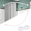 Generic Asta per Tenda da Doccia a Forma di C, angolare 90x90 cm, Spessore 22mm, in Metallo Verniciato Bianco, Fissaggio a Parete, per Bagno, camerino, spogliatoio