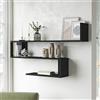 [en.casa] Mensola da Parete a S con 3 Ripiani Scaffale a Muro Libreria Pensile Consolle da Parete 72 x 120 x 15 cm Nero