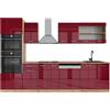 Vicco Cucina componibile R-Line, Rosso lucido/rovere dorato, 300 cm con armadio alto, senza piano di lavoro, per l'espansione personalizzata tramite moduli aggiuntivi compatibili
