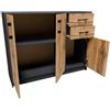 MATKAM Cassettiera 3D2S, L110 x H85 x P35 cm, credenza con 2 cassetti e 2 scomparti con ante, ideale per ufficio, corridoio, soggiorno, camera dei ragazzi o dei bambini (rovere grigio antracite)