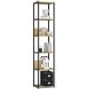 AKORD Libreria Industrial Style a 6 Ripiani 40 cm | Libreria Ferro e Legno | Aperto | Struttura a Scaletta | Scaffali autoportanti per Ufficio Cucina Bagni Soggiorni | Biblioteca Nero/Rovere Artisan