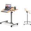 LIFEZEAL Scrivania per Laptop, Tavolino da Divano, Letto, Piano Inclinabile Porta PC, Computer, Notebook, Serviletto, 4 Ruote, Altezza Regolabile, per Soggiorno, Ufficio, Camera da Letto, Noce