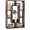 COSTWAY Libreria in Legno, Scaffale Aperto Geometrica a 7 Cubi, Scaffale da Esposizione con Dispositivo Anti-Ribaltamento, per Ufficio Soggiorno Camera da Letto, 60x20x90 cm (Marrone)