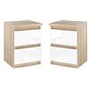 MRBLS_HOME - Set di 2 comodini da notte, 30 x 40 x 30 cm (Larghezza/Altezza/Profondità) Comodini (Sonoma - Bianco lucido)