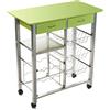 VERSA Leicester Carrello Cucina e Portabottiglie con Ruote e cassetti, Mobile Cucina, Misure (A x L x l) 82 x 40 x 76 cm, Legno e Metallo, Colore Verde