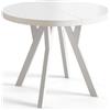 AlpiMeble Tavolo da Pranzo Tavolo Rotondo Allungabile - Tavolo Sala da Pranzo Allungabile e Cucina - Piano in laminato da 36 mm - Gambe Solide - Diametro da 90 cm - Bianco - Collezione Ovo