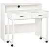DecHome - Scrivania Salvaspazio per Camera e Ufficio con Cassetti e Ruote Postazione di Lavoro Doppia o Singola 100x36x88cm Bianco