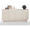 WHOUS Credenza e Buffet VELA per Soggiorno con 4 Ante e 4 Vani, Madia per Salotto, Cucina e Sala da Pranzo in Legno, 160x35x75,4 cm, Cashmere