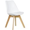 WOLTU Sedia da Pranzo 1 Pezzi, Sedie da Cucina, in Legno Massello e Pelle Sintetica, Capacità di Carico 150 kg, Bianco,